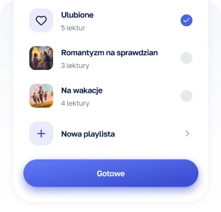 Podgląd zapisywania lektury na własnej playliście